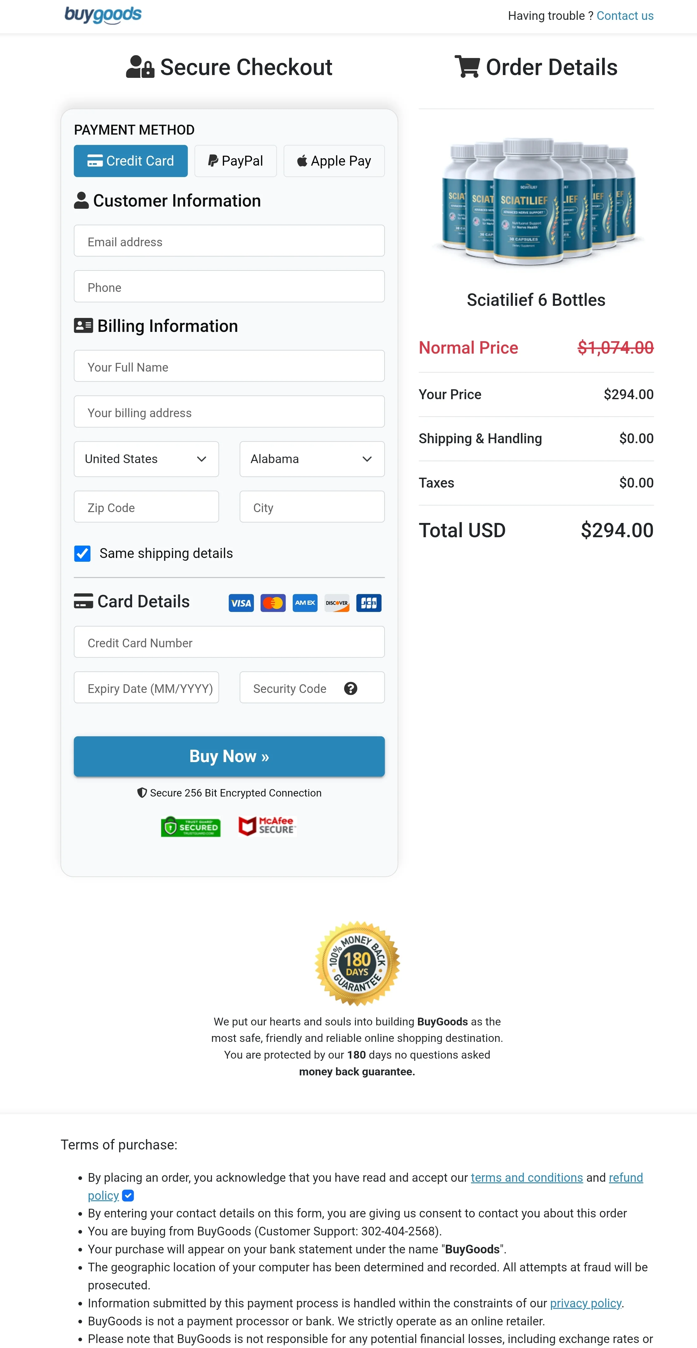 Sciatilief order form